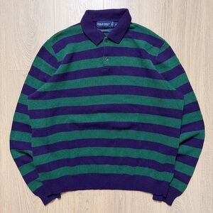 Vintage Polo Ralph Lauren Striped Long Sleeve Merino Wool Knit Sweater Mens XL